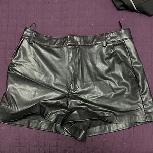 Zara High Waist Black Leather Shorts